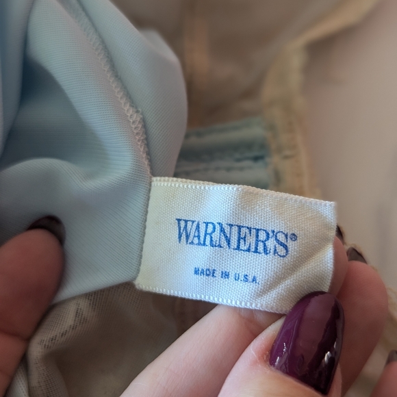 Vintage 70s Warner's 38B Chemise Blue Slip Dress Nightie Lace Coquette Girl - Picture 11 of 12